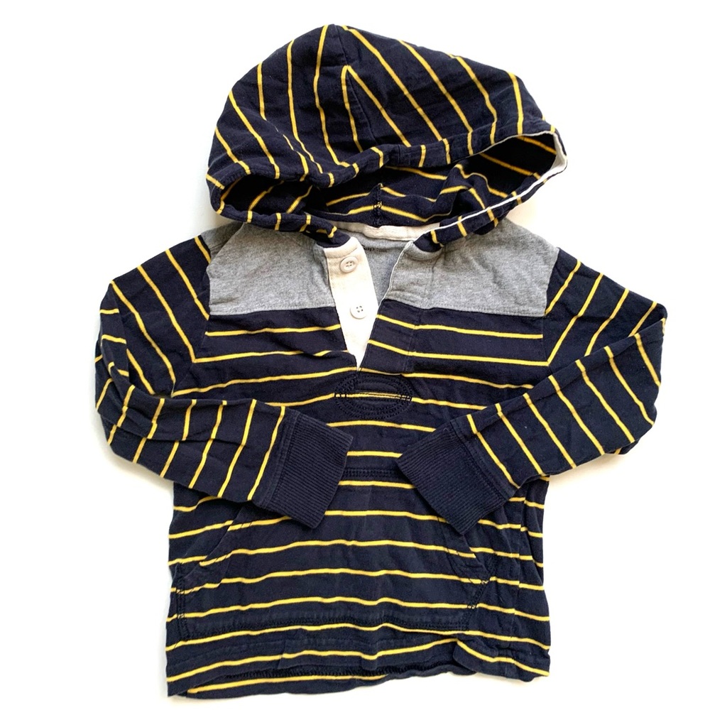GAP Toddler Boy Striped Hooded Tee - Picture 1 of 2